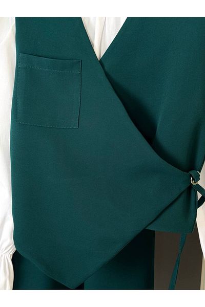 bergibo New Season Suit with Buckle on the Side Skirt - Double Crepe Fabric Skirt Vest Suit