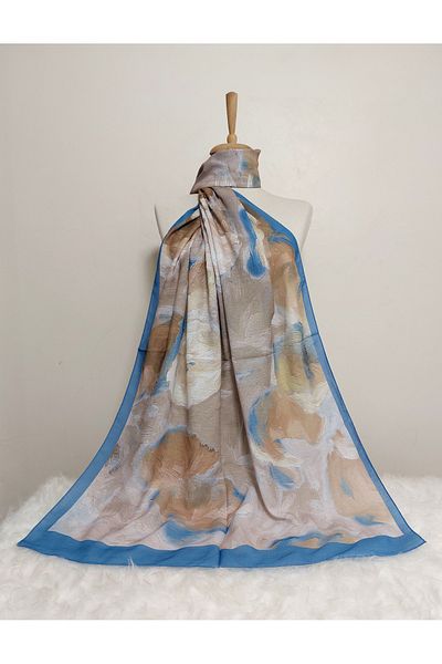 istanbul prensesleri Pattern Watercolor Crepe Cotton Shawl High Quality, Fine Texture Soft Chiffon