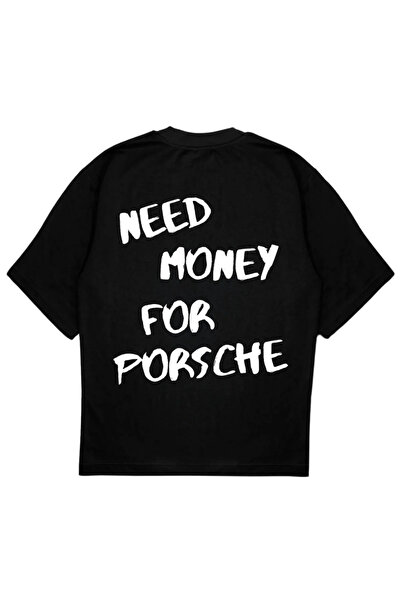 SVART WEAR NEED MONEY FOR PORSCHE Печатна унисекс тениска с голям размер