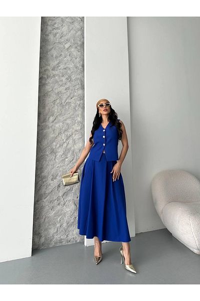 Ekim Store Straight Skirt Double Blazer Vest Suit