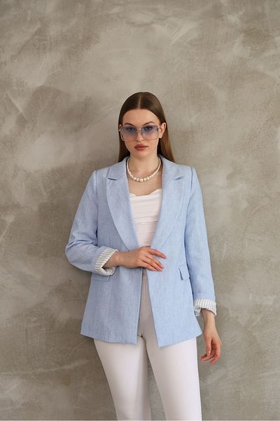 Ekim Store Jachetă blazer cu dungi căptușită cu lenjerie de corp