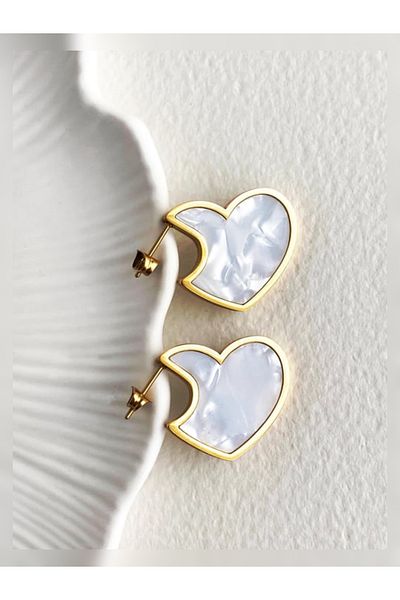 Çelik Coated Heart Steel Earrings