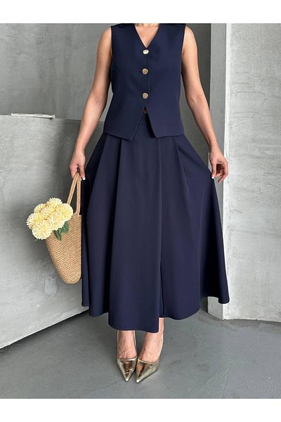 Ekim Store Straight Skirt Double Blazer Vest Suit