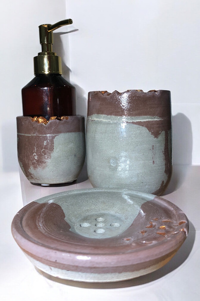 RocArt Home Glinen i bakarni – Ručno izrađen 3-dijelni betonski set za kupati...