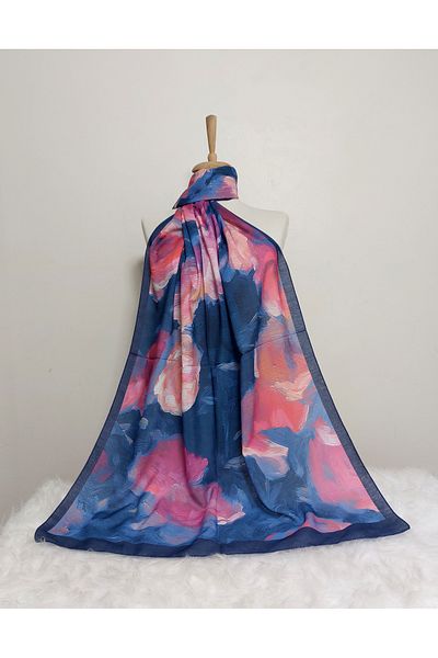 istanbul prensesleri Pattern Watercolor Crepe Cotton Shawl High Quality, Fine Texture Soft Chiffon