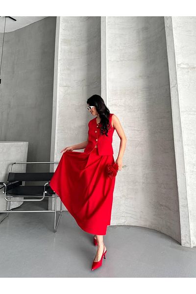 Ekim Store Straight Skirt Double Blazer Vest Suit