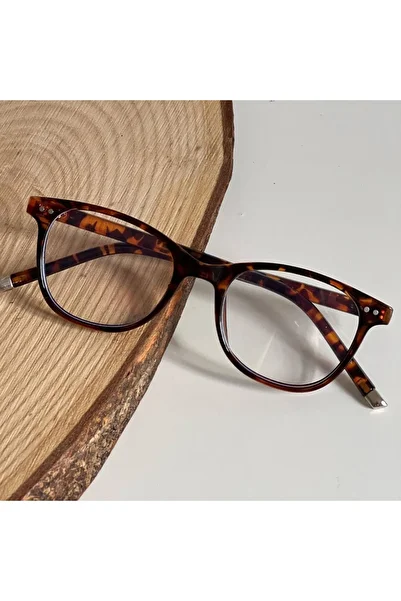 LOOKUP NEW Unisex Leopard Gold Bone Rectangular Glasses - Transparent Blue, Light Protection, Blue Block with Filter