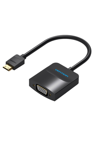 Vention محول ميني HDMI إلى VGA مع منفذ Micro USB أنثى ومنفذ صوت 0.15 متر أسود
