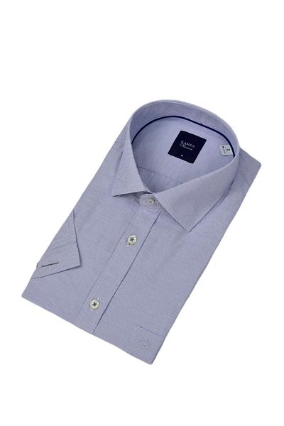 KAMER Men's Classic Eyelet Pattern Short Sleeve Shirt 9404 Bgl-St04573