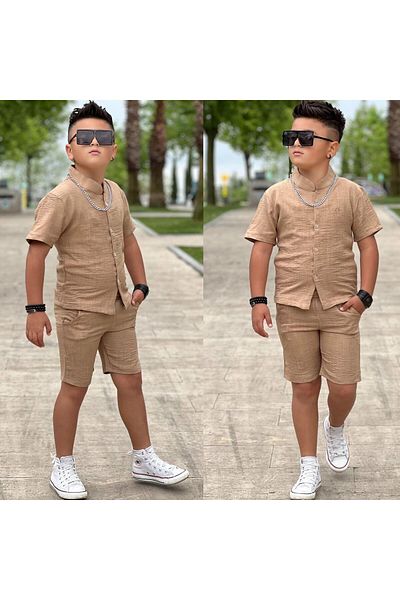 KOKOŞ BEBEK Boy's Shirt Linen Suit