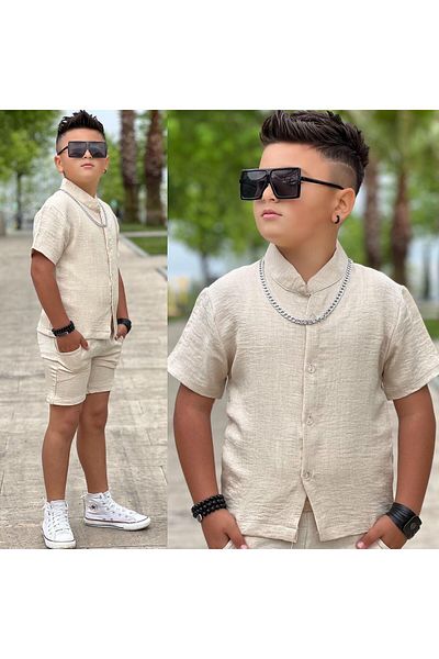 KOKOŞ BEBEK Boy's Shirt Linen Suit
