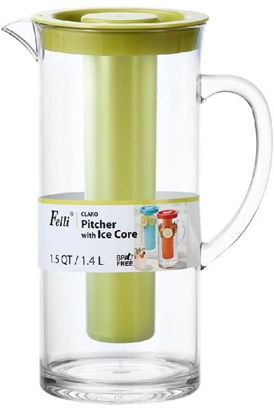 Generic Felli Claro Elegant Design BPA-Free Pitcher with Ice Core Clear and Green 1.4 Liter NPJPC-47F0