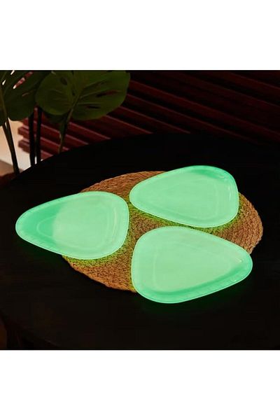 Generic AMGREEN 3-Piece Gleam Dessert Plate Set 21x1x21 cm