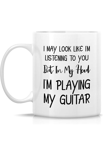 Generic Retreez Funny Mug - Look Like I'm Listening In My Head I'm Playing Guitar Guitarist 11 Oz Ceramic C