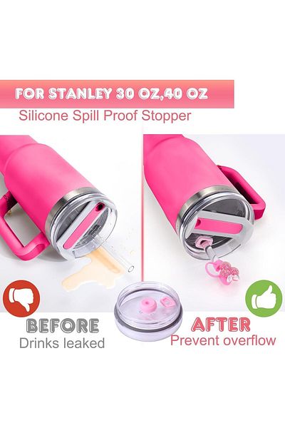Generic Stanley Tumbler Accessories Set for 30 oz 40 oz Stanley Cups, Including Silicone Straw Sid, Anti-Sp