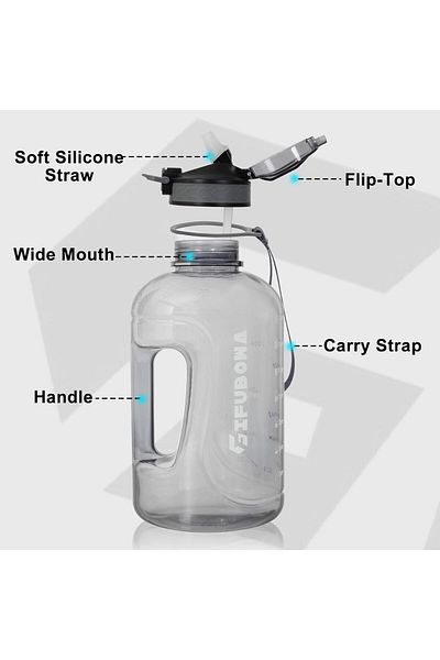 Generic GIFUBOWA Big 3l Water Bottle with Handle and Straw 105oz Large Drinking Jug Leakproof Bottles for S