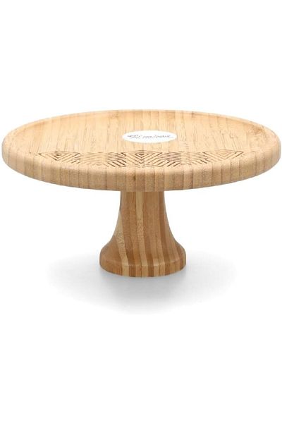 Generic Bien Servi Round Bamboo Footed Cake Platter Natural and Brown 25 x 12cm G17-G213L