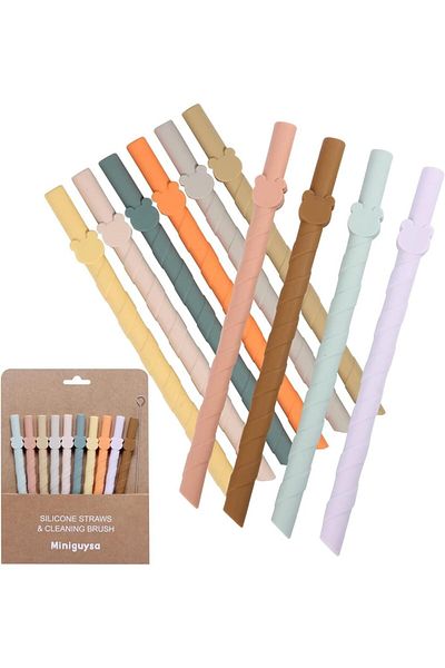 Generic Bukela Reusable Silicone Straws for Kids and Adults, Dishwasher Safe, 10 PCS 17.5cm, BPA Free, Food