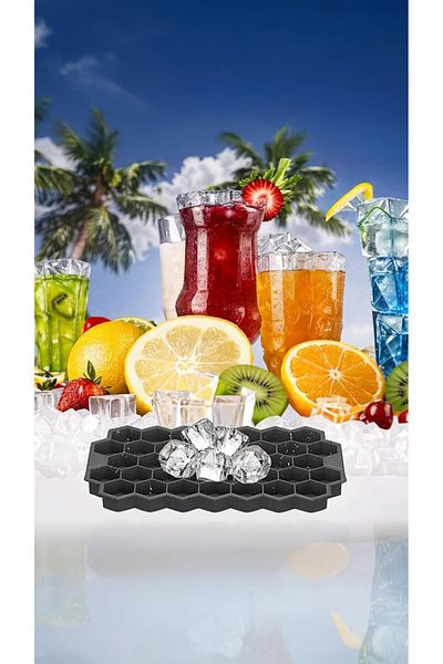 Generic Flexible Ice Cube Tray with Silicone Lid, 37 Honeycomb Cells, Easy Release for Freezer, for Chillin