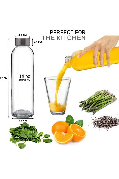Generic Angju Glass Water Bottles with Lids | Natural BPA Free Eco Friendly, Reusable Refillable Water Bott
