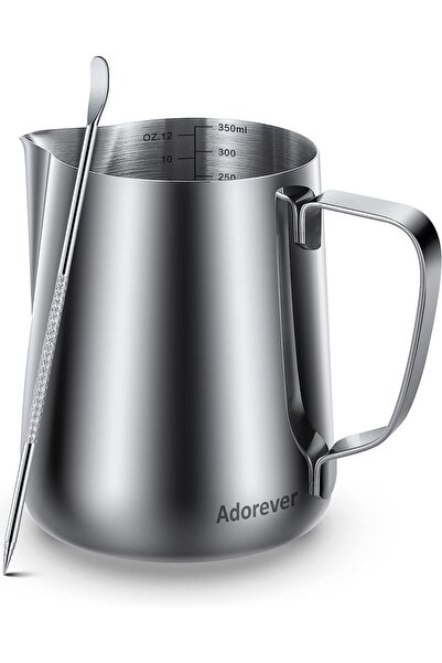 ELECDON Stainless Steel Milk Frothing Pitcher with Latte Art Pen - 12 oz