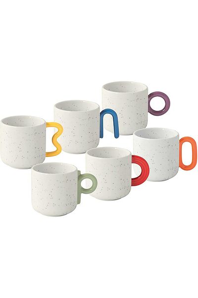 Generic Easy Life 6-Piece Microwave and Dishwasher Safe Porcelain Coffee Mug Set Multicolor 100ml