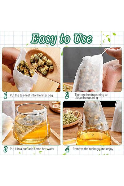 Generic KASTWAVE 1000 Pcs Disposable Tea Bags for Loose Leaf Tea, Drawstring Empty Tea Infuser with 2 Pcs T