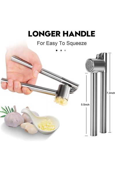 Generic Garlic Crusher-304 Stainless Steel Garlic Pressing Machine, Extended Handle Design, Rust proof Garl