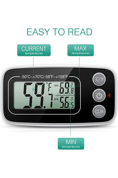 Generic KASTWAVE Fridge Thermometer, Digital Refrigerator Freezer Thermometer with Clear LCD Display, Max/M