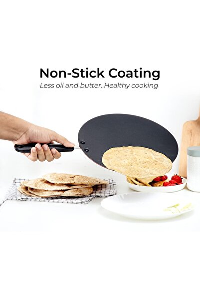 ROYALFORD Non-Stick Aluminum Tawa Pan, Black, 28 cm, RF9554