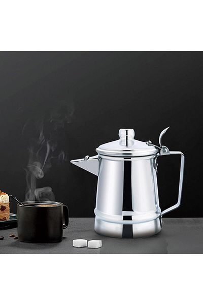 Generic Al Sanidi Aluminium Milk Dallah Pot Indian Coffee Dallah, Silver, 16 cm
