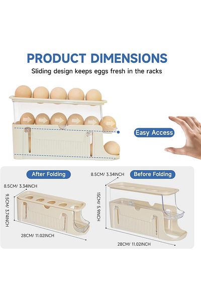 Generic XIUWOO Egg Holder for Refrigerator, Egg Container 3-Tier,Foldable Egg Storage, Automatic Egg Rollin
