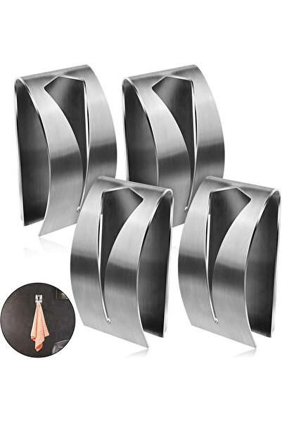 STARSTAR 4-Pack Self-Adhesive Stainless Steel Wall Towel Hooks (silver, no-dr...