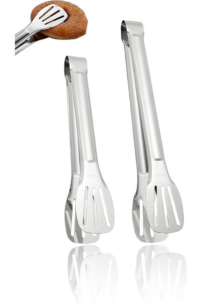 Generic 304 Stainless Steel Kitchen Tongs - Durable & Easy-Clean Design for Salad, BBQ, Frying - Safe, Non-