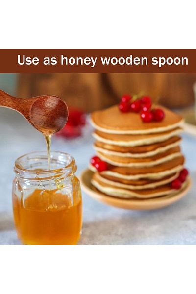 Generic 6 Pcs Mini Wooden Honey Spoons, 3.2 Inch, Brown