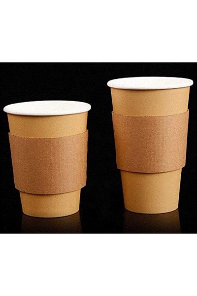 Generic esowemsn 50pcs Disposable Paper Coffee Cup Sleeves Kraft Color Cup Sleeve Protective Best for 12 oz