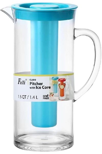 Generic Felli Claro Elegant Design BPA-Free Pitcher with Ice Core Clear and Blue 1.4 Liter NPJPC-58J0