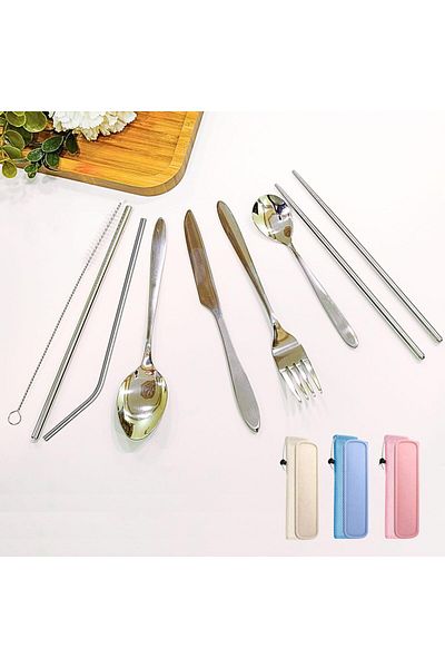 Generic Flatware Set - Travel Camping Work Utensil Set - 410 Stainless Steel (Silver) - Easy to Carry - 8 P