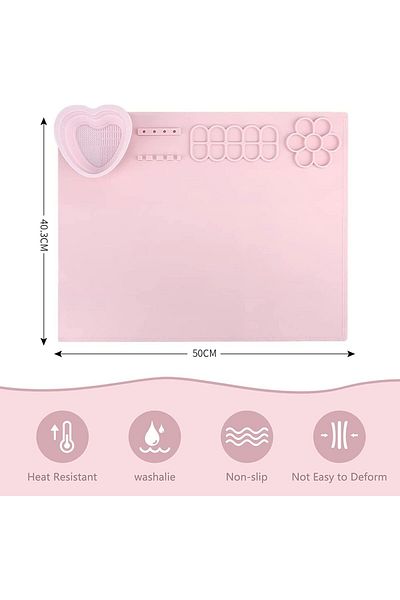 Generic ALMEKAQUZ Silicone Craft Mat for Art Painting,Big Silicone Art Mat with Water Cup and Paint Holder,