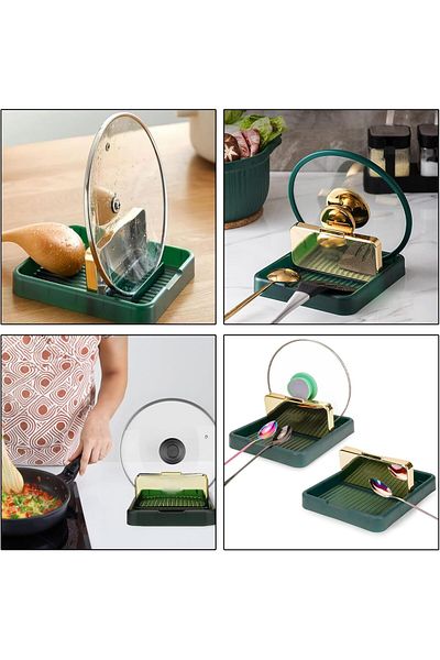 Generic Duomama Kitchen Spoon Rest with Lid Holder - Keep Countertops Clean While Cooking - Convenient Uten