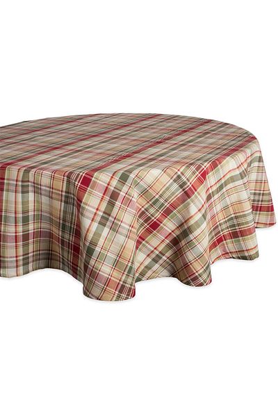 Generic DII Give Thanks Plaid Fall Table Decor, Autumn & Thanksgiving Tabletop Linens, 70" Round Tablecloth