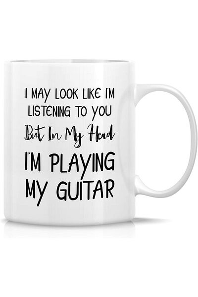 Generic Retreez Funny Mug - Look Like I'm Listening In My Head I'm Playing Guitar Guitarist 11 Oz Ceramic C