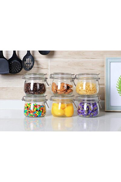 ComSaf Airtight Glass Canister Set of 6 with Lids, 17oz Food Storage Jars