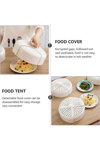 Generic ALMEKAQUZ 2 Pack Folding Food Cover Household Food Cover Detachable Dish Cover Food Protecting Cove