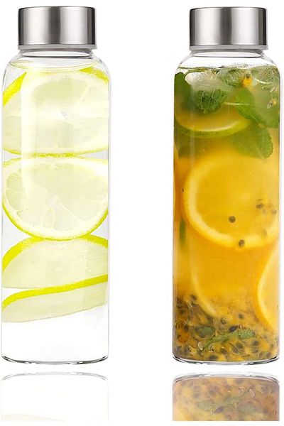 Generic Angju Glass Water Bottles with Lids | Natural BPA Free Eco Friendly, Reusable Refillable Water Bott