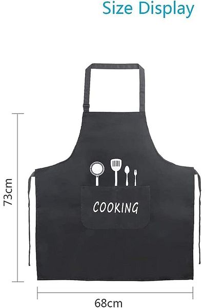 Generic CW Kitchen Apron, couple cooking apron, pocket black kitchen apron, waterproof adjustable chef's ki