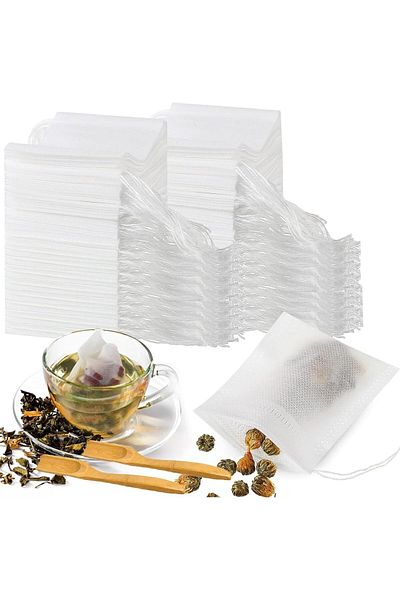 Generic KASTWAVE 1000 Pcs Disposable Tea Bags for Loose Leaf Tea, Drawstring Empty Tea Infuser with 2 Pcs T