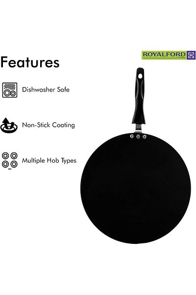 Generic Royalford Rf5331 Super Flat Tawa - 33 Cm, Black,Stainless Steel