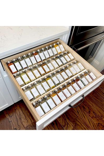 Generic Durku Clear Acrylic Spice Drawer Organizer, 4 Tier- 2 Set Expandable From 13" to 26" Seasoning Jars
