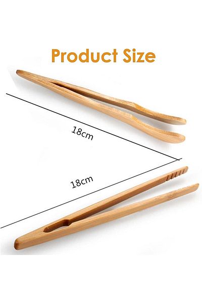 Generic 4PCS Toast Tongs, Bamboo Toaster Tongs, Reusable Bamboo Kitchen Tongs for Cheese Bread BBQ Fried Fo